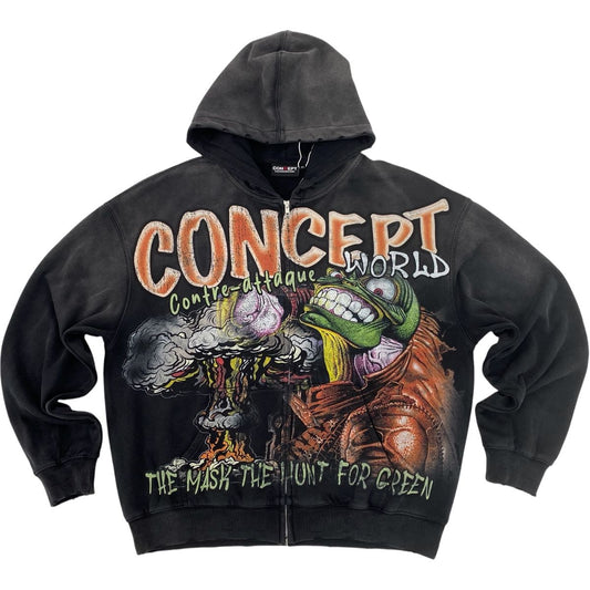 Concept "Contre" Zip up Hoodie - Black