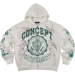 Concept "University" Zip up Hoodie - White/Green