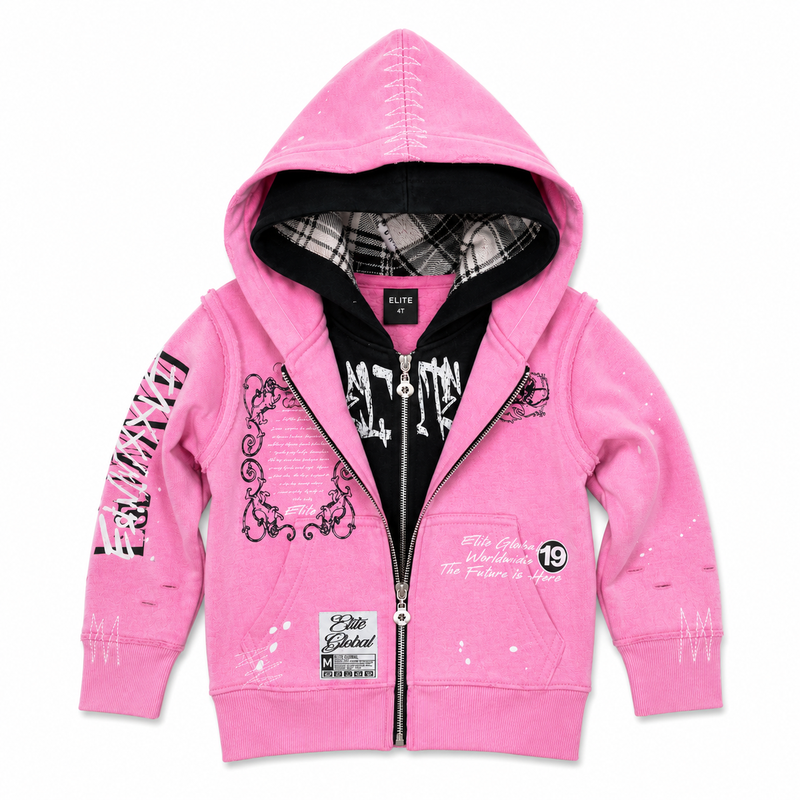 Elite Premium Double Layer Royal Kids Pink Zip-Up
