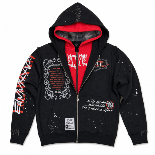 Elite Premium Double Layer Royal Men's Black Zip-Up