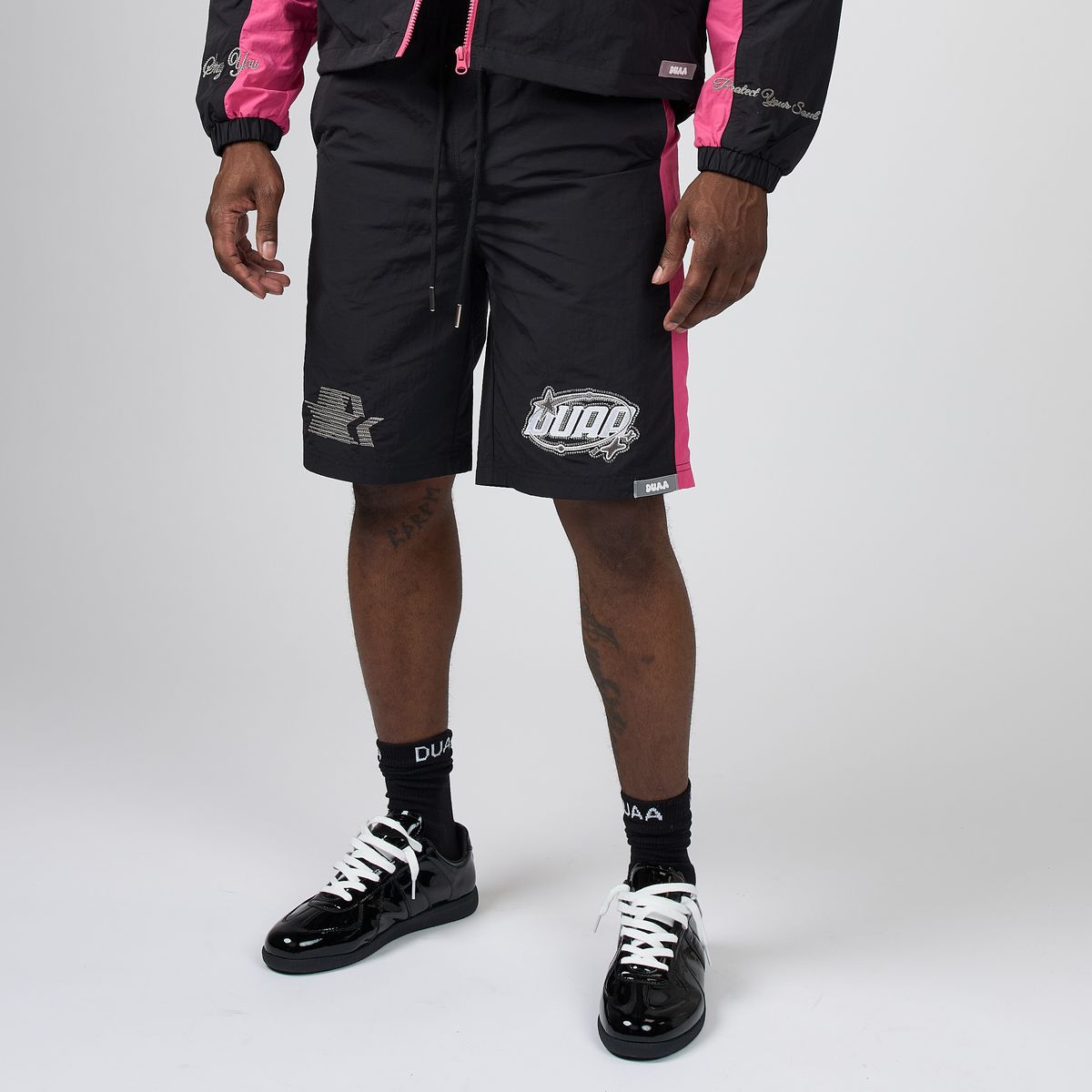 DUAA  Cyber Short Set With Jacket Black /Pink