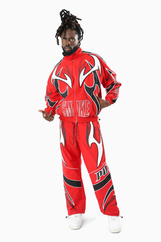 Smoke Rise Power Red  Windbreaker Set