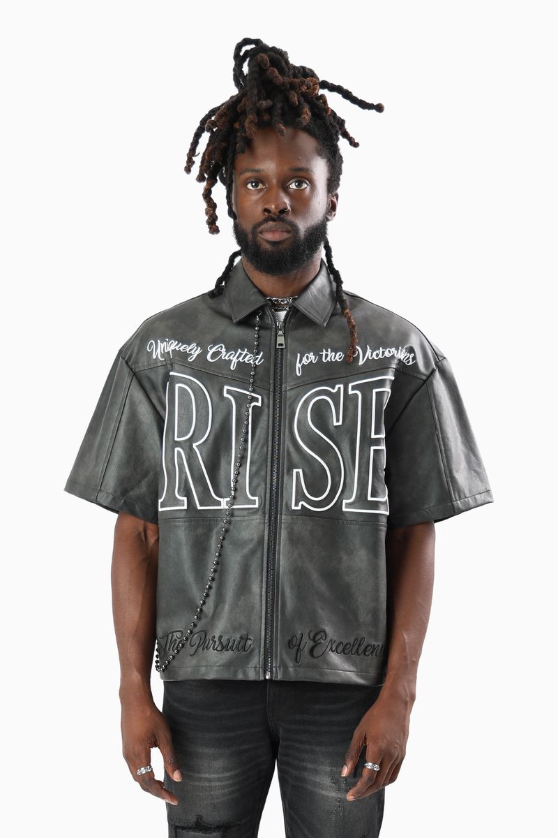 Smoke Rise Royalty Colorblock  Full Zip Black Shirt