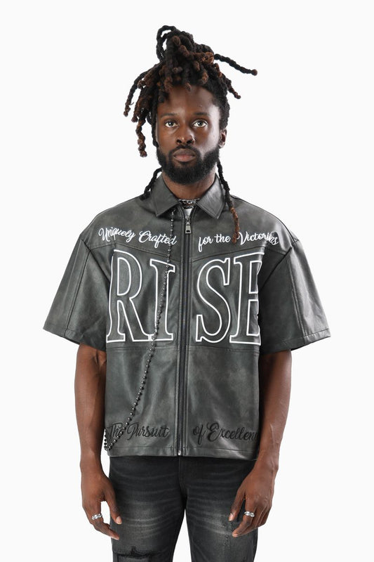 Smoke Rise Royalty Colorblock  Full Zip Black Shirt