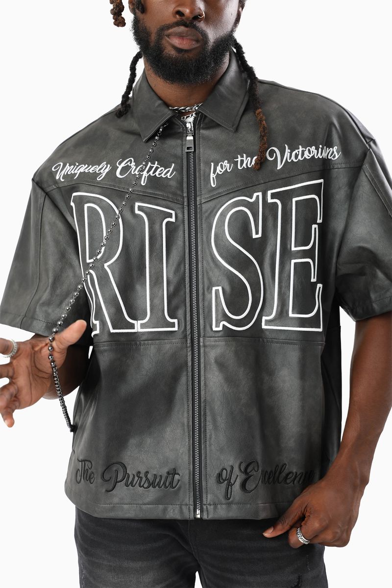 Smoke Rise Royalty Colorblock  Full Zip Black Shirt