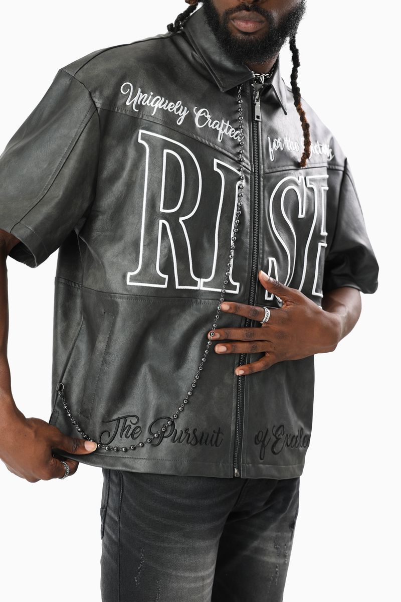 Smoke Rise Royalty Colorblock  Full Zip Black Shirt