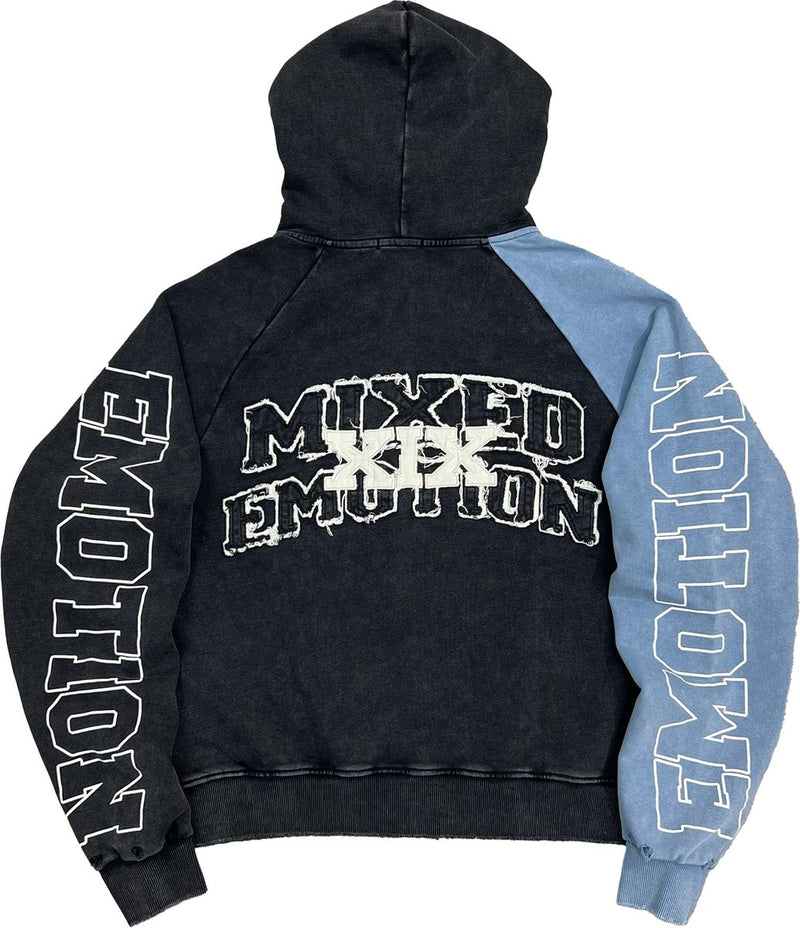 Mixed Emotion  Blue “Split Decision” Zip up Hoodie
