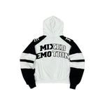 Mixed Emotion White “Varsity” Zip up Hoodie