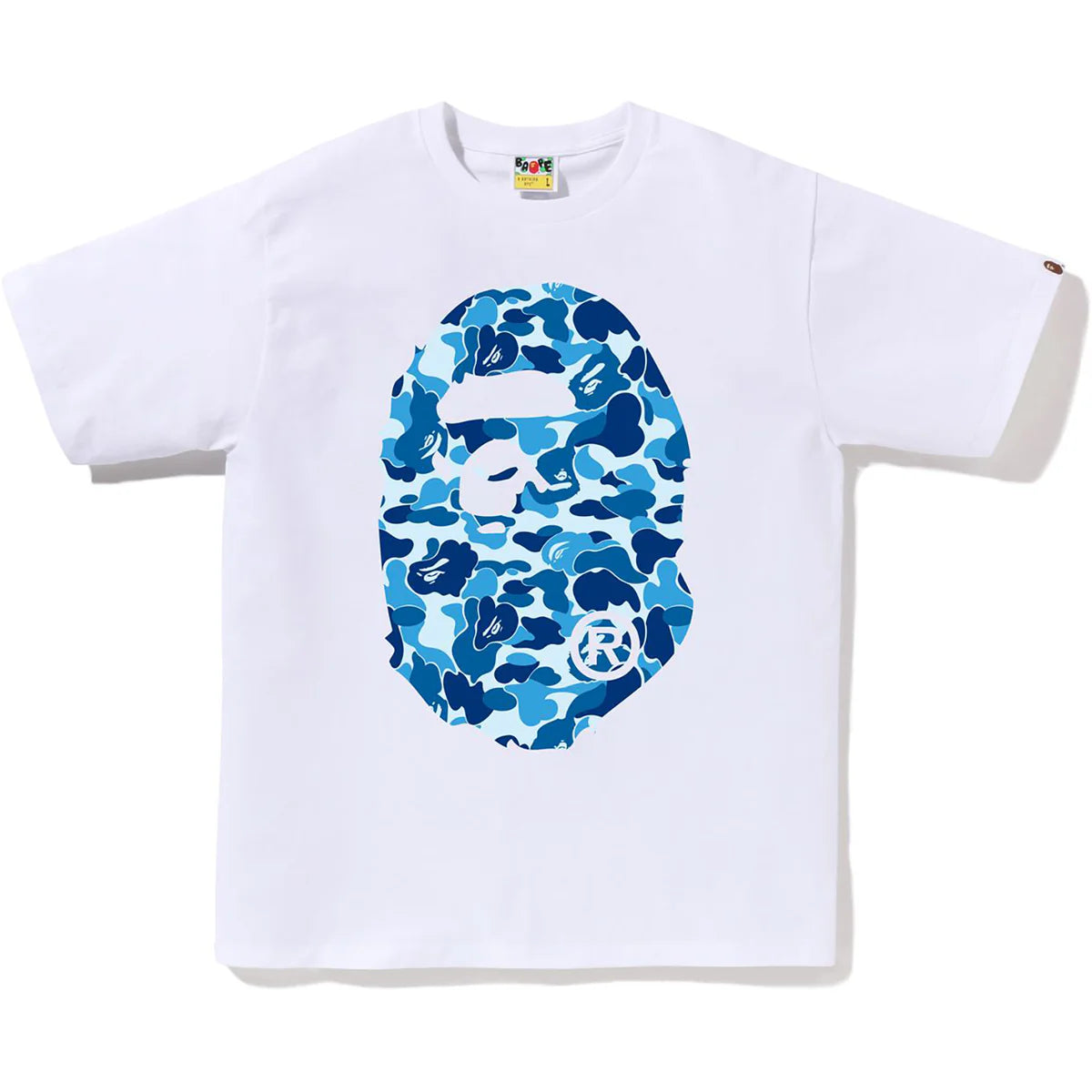 A Bathing Ape Bape “Camo Big Ape Head-Blue " White T-Shirt