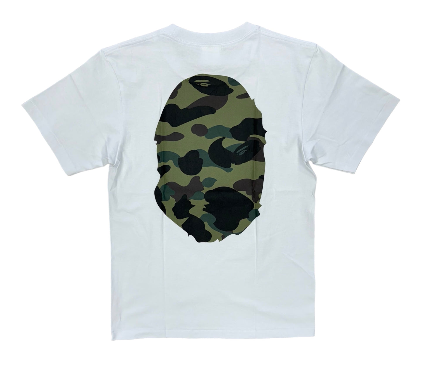A Bathing Ape Bape “Camo Big Ape Head-Green” White T-Shirt
