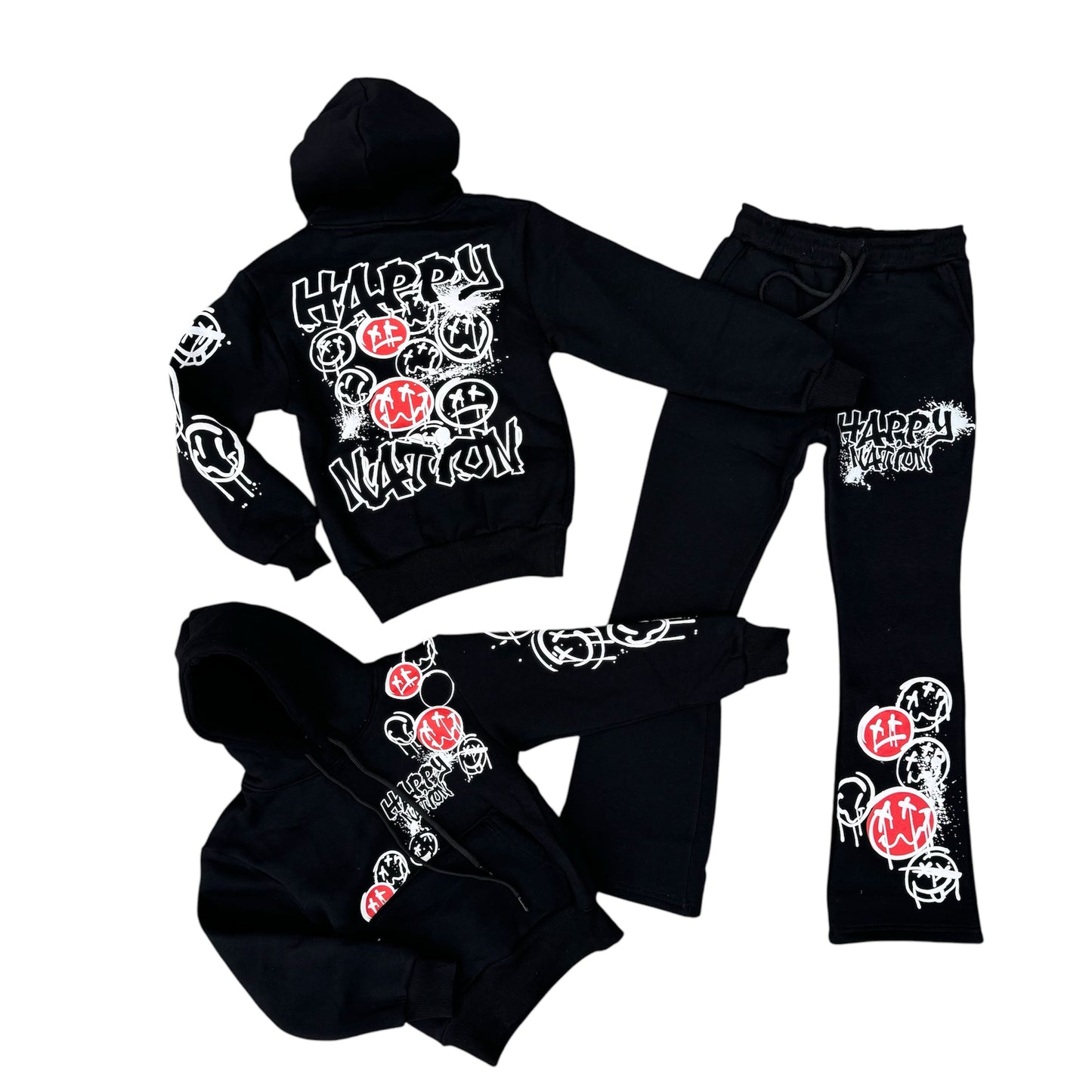 Black Pharaoh Happy Nation  Black Jogger Set Boy's