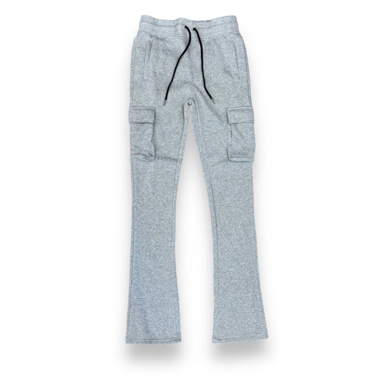 Octagon Stacked Flare Cargo Fleece Light Grey Jogger Boy's