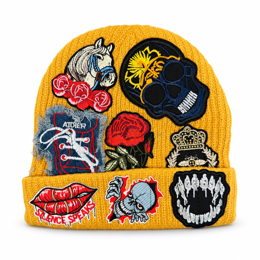 Beanie Multi Patches Hats mustard