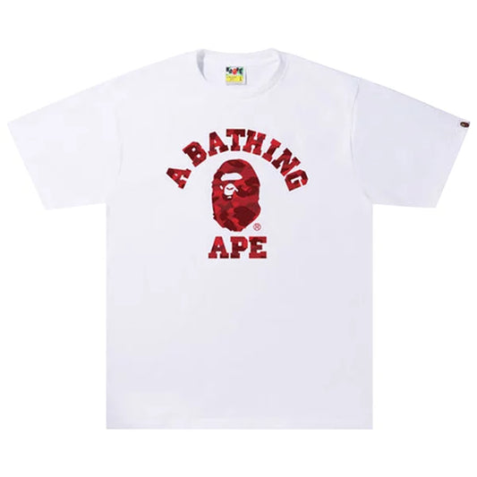 A Bathing Ape Bape Color Camo College Tee White