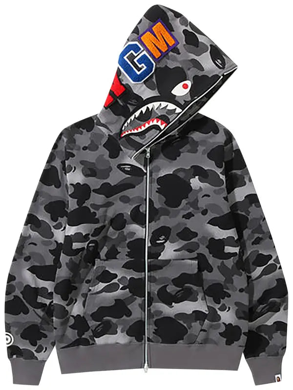 BAPE Big ABC Camo Shark Full Zip Hoodie Grey – Underground Clothing BAPE Big ABC Camo Shark Full Zip Hoodie Grey – Underground Clothing