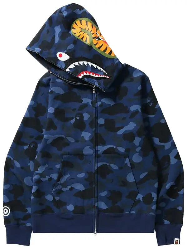 BAPE Color Camo Shark Full Zip Hoodie Navy Blue