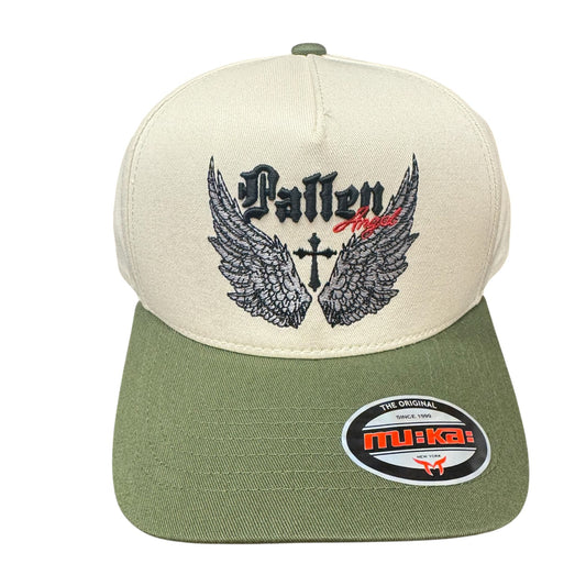 Muka Fallen Angle Ivory / Olive  Snap Hat