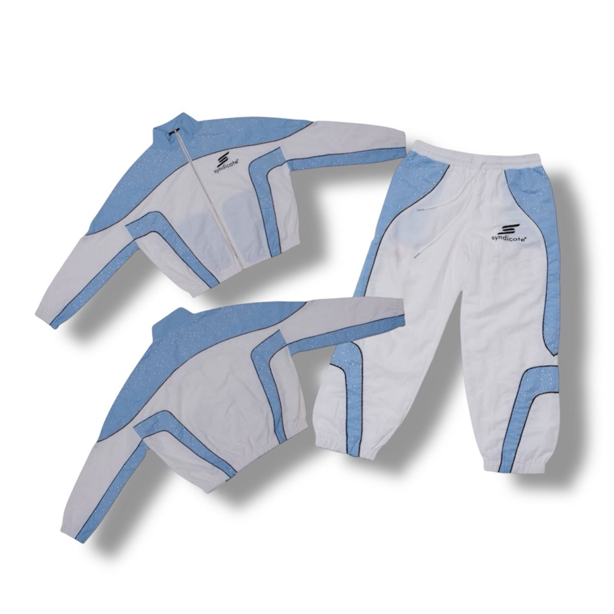 Syndicate "Naylon Jogger Set " Zip up Baby Blue/ White