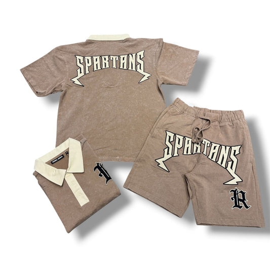Rebel Minds Spartans Washed Taupe  Short Set