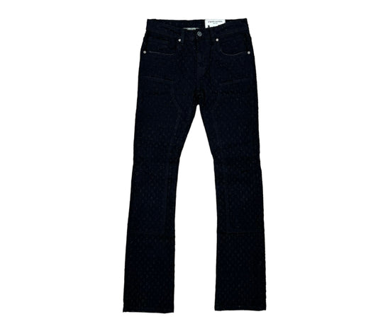 FWRD Speckle Rip Stacked Flare Jet Black Denim Jeans