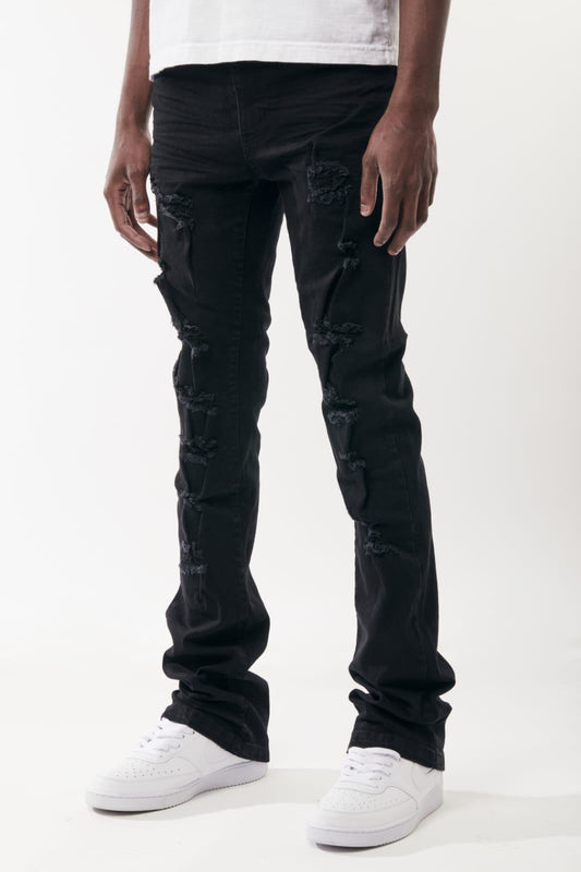 Urban Beast Black Stacked Flare Jeans