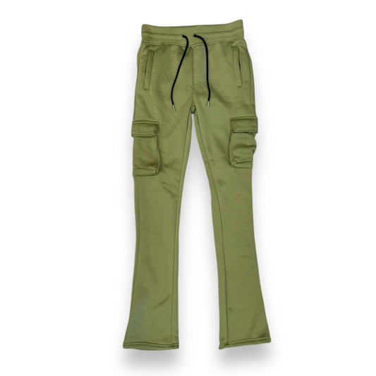 Octagon Stacked Flare Cargo Fleece Olive Jogger Boy's