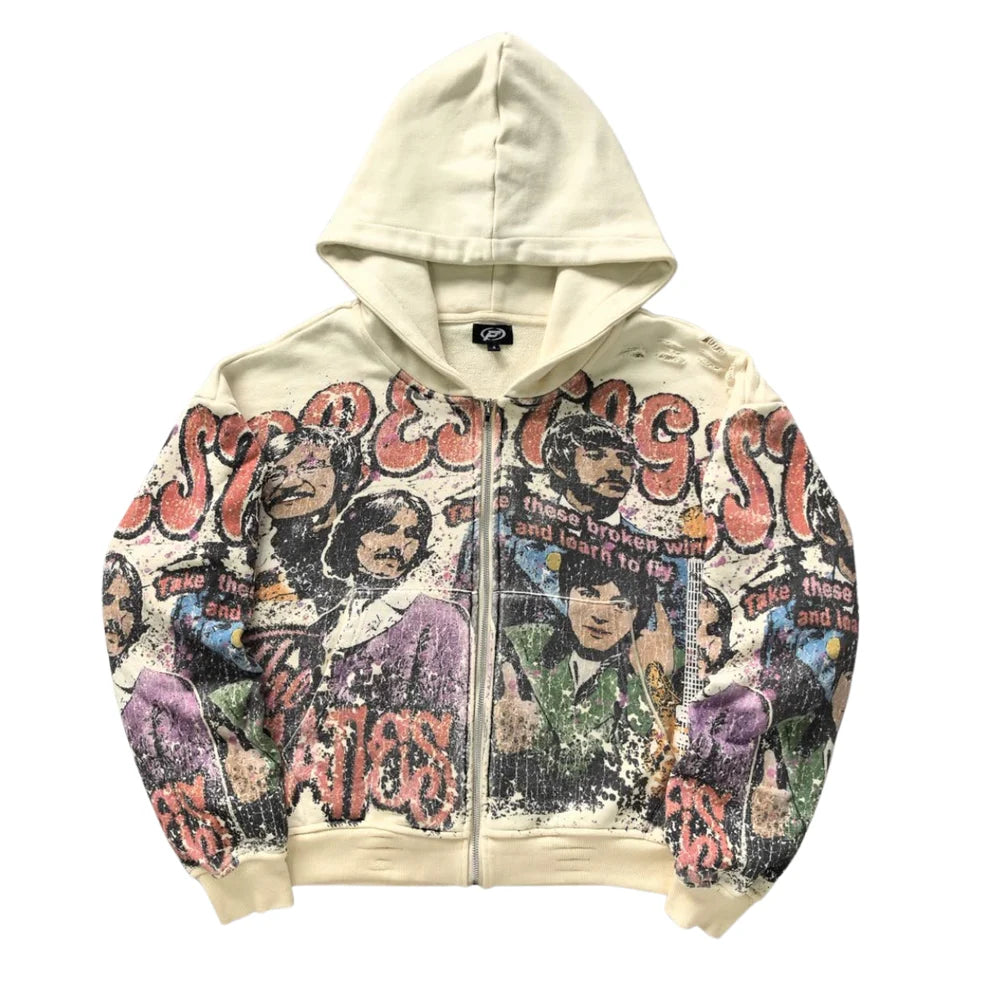 Prestige Black Beatles Zip Up Cream