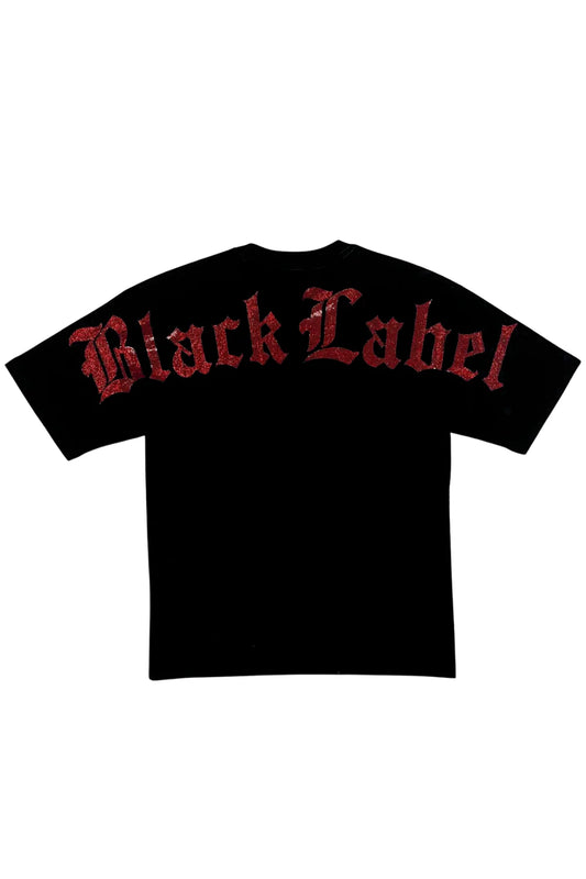 Rawyalty Men Black Label "Bling " Black/Red T-Shirt