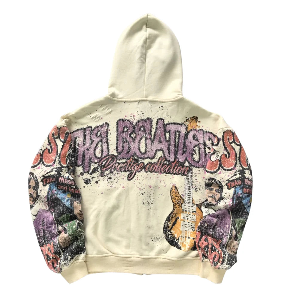 Prestige Black Beatles Zip Up Cream