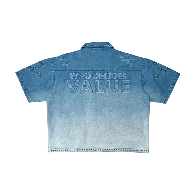 Rare Peace Wash Twill Self Patch Shirts Midnight Blue