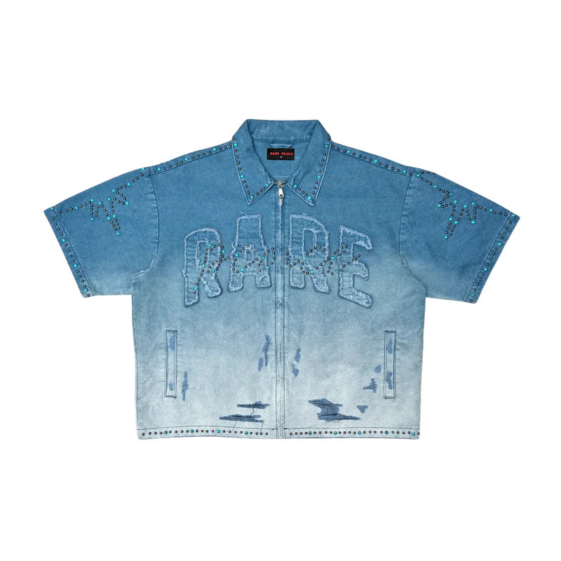 Rare Peace Wash Twill Self Patch Shirts Midnight Blue