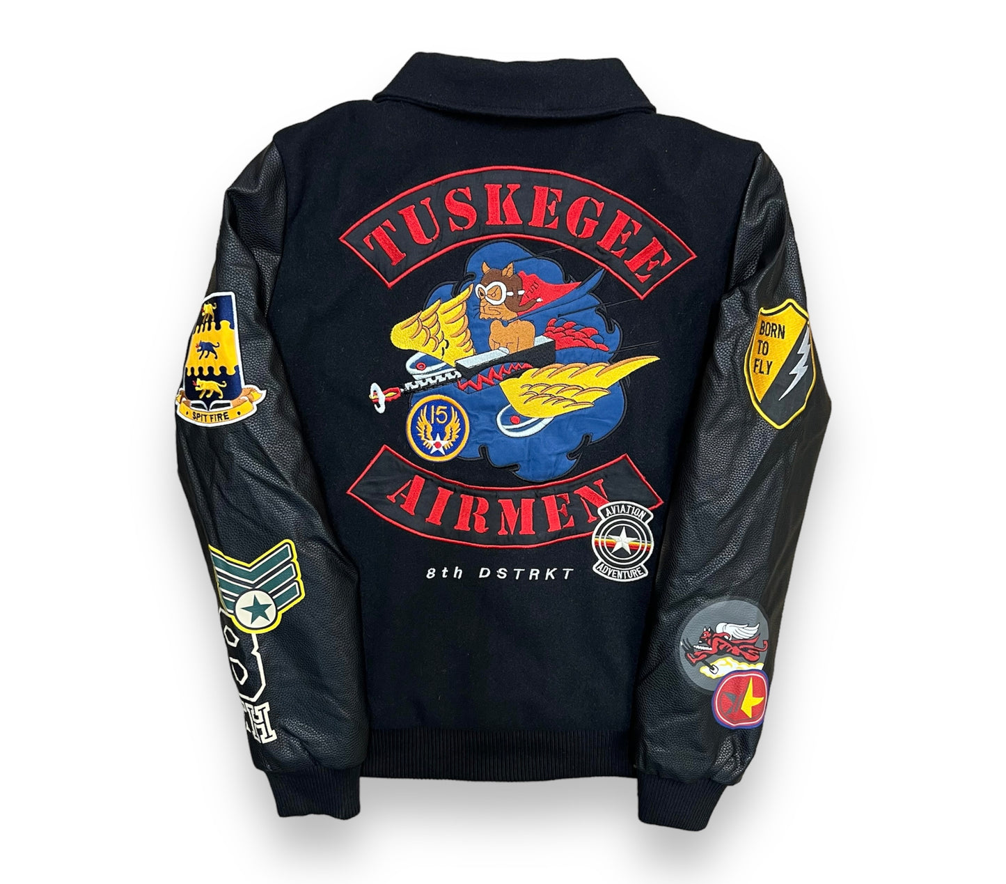 8IGHTH DSTRKT Tuskegee Airmen Black Varsity Jacket
