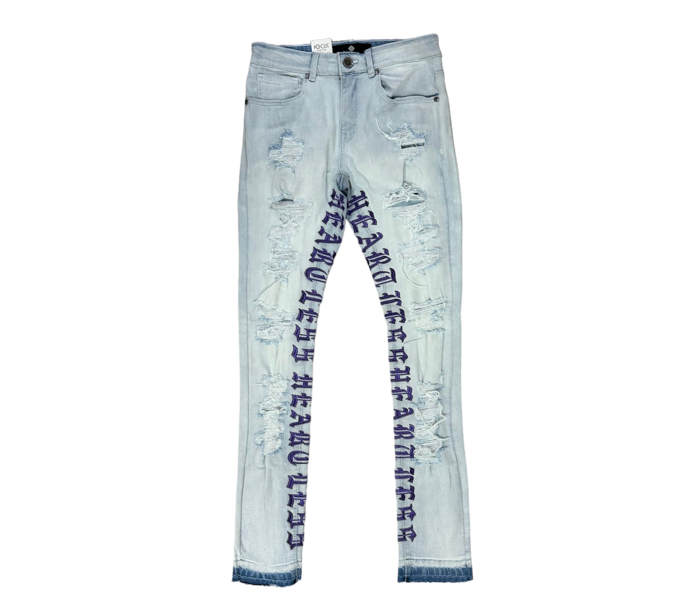 Focus Heartless Slim Fit Denim Ice Bluepurple Underground Clothing