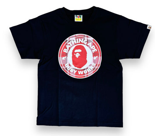 A Bathing Ape Bape “ Busy Works Red " Black T-Shirt