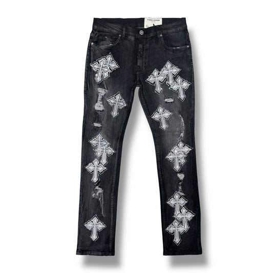 Fwrd Slim jeans Crystalized  Wash Black /White