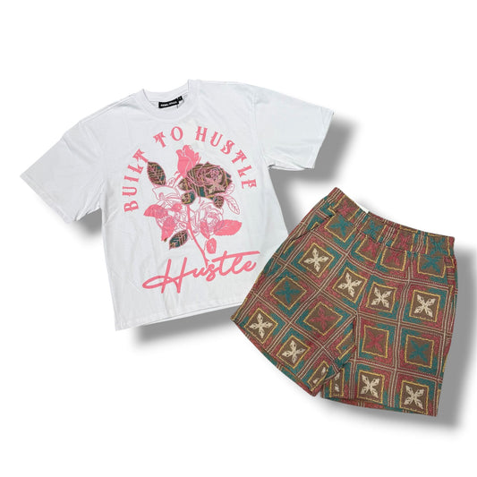 Rebel Minds Built To Hustle White Short Set