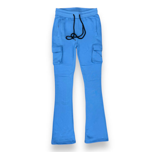 Octagon Stacked Flare Cargo Fleece Light Blue Jogger Men's