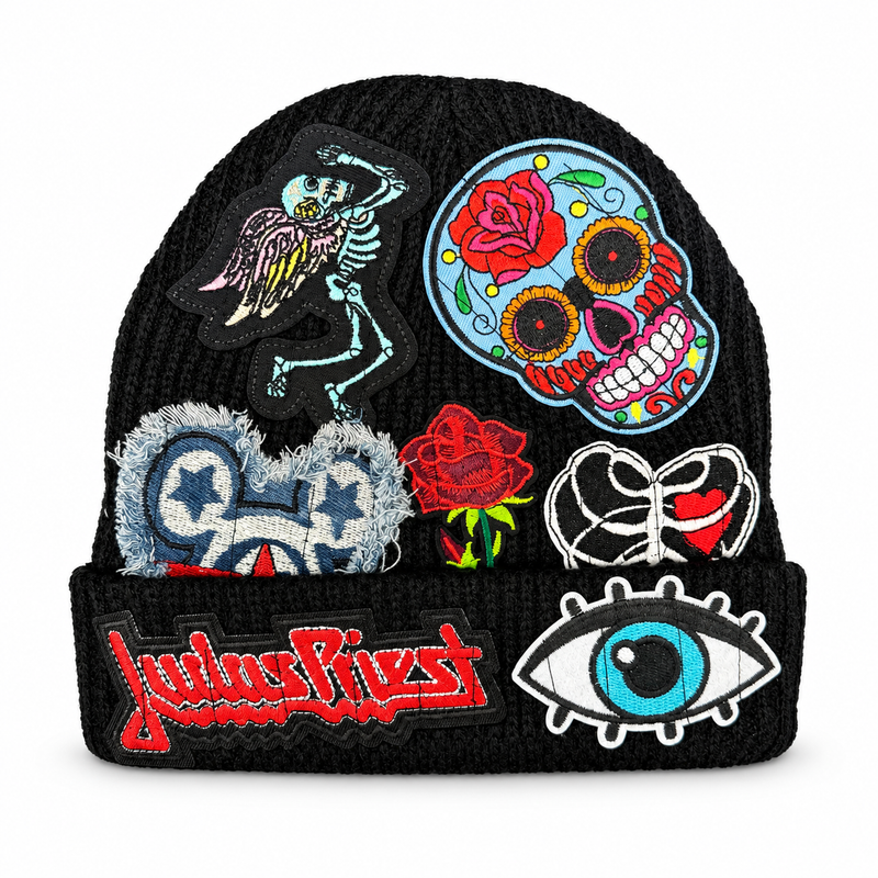 Beanie Multi Patches Hats Black