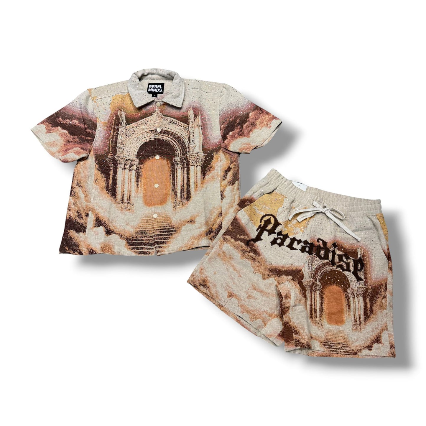 Rebel Minds Paradise Tapestry Khaki Short Set
