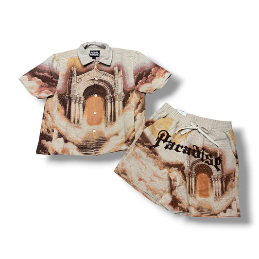 Rebel Minds Paradise Tapestry Khaki Short Set