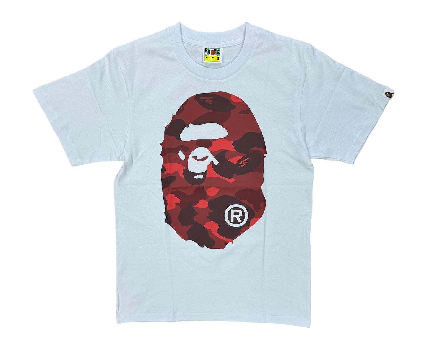 A Bathing Ape Bape “Camo Big Ape Head-Red” White T-Shirt