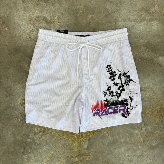 Rebel Minds Racer Mesh White Shorts