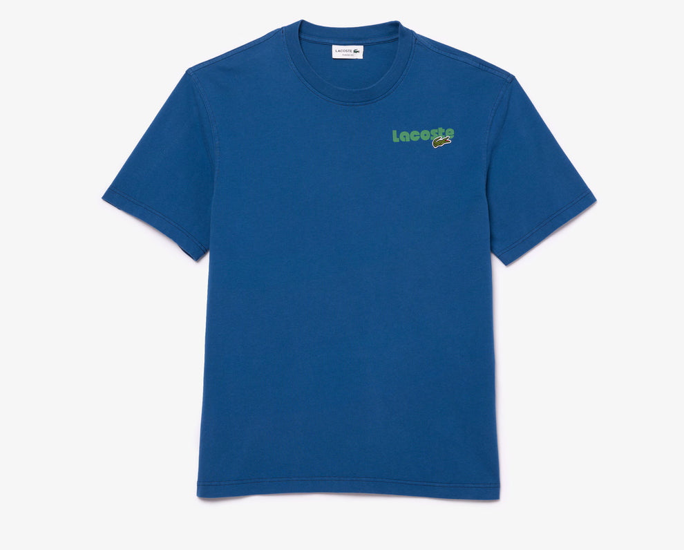 LACOSTS MEN'S WASHED EFFECT BLUE T-SHIRT