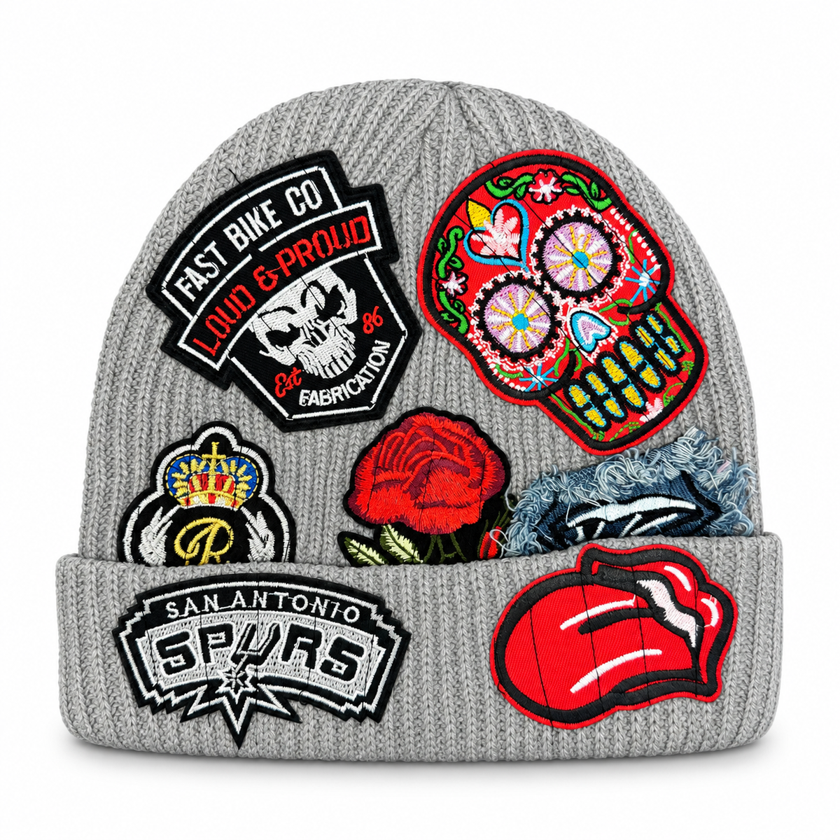 Beanie Multi Patches Hats Grey
