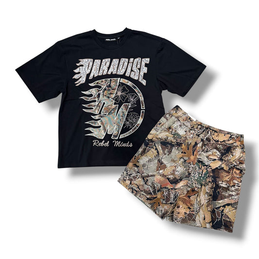 Rebel Minds Paradise Black / Brown  Short Set