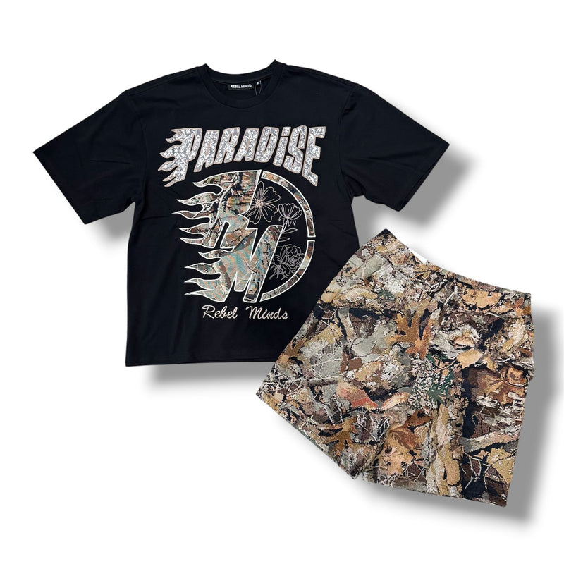 Rebel Minds Paradise Black / Brown  Short Set