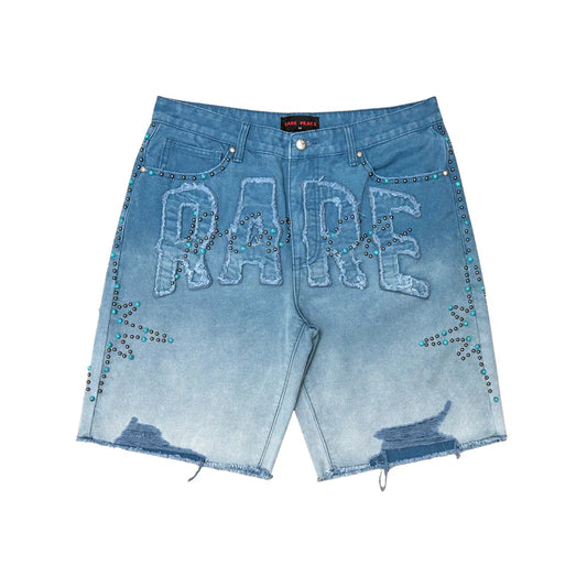 Rare Peace Wash Twill Self Patch Shorts Midnight Blue
