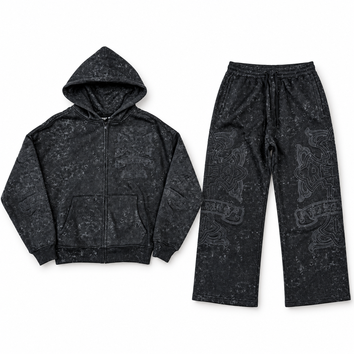 Rebel Minds Cross Fz Fleece Jogger Set Black