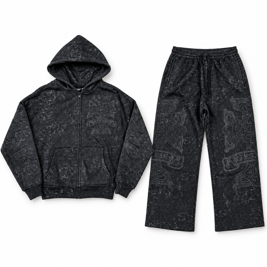 Rebel Minds Cross Fz Fleece Jogger Set Black