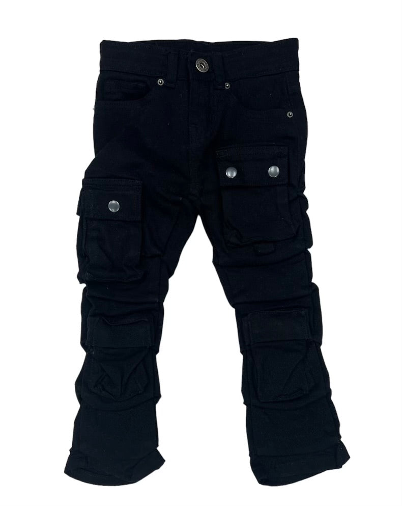 Focus Cgo Distressed Staked Flare Jet Black Denim Toddler